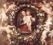 RUBENS, Pieter Pauwel Madonna in Floral Wreath oil painting artist